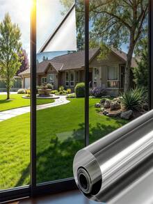 One Way Daytime Window Privacy Film See Out Not In, Window Tint For Home, Reflective Mirror Glass Windows Coverings Sun Heat UV Blocking - White - View 1