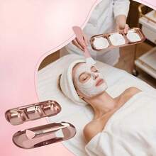 4-24件套美容面膜工具套装，包含不锈钢搅拌碗、托盘、玫瑰金分隔托盘，以及面膜混合和涂抹工具。套装包含3个玫瑰金搅拌碗、1个玫瑰金小托盘、1个分隔托盘、3个硅胶双头搅拌铲、3个扇形面膜刷、9个压缩洁面海绵和3个可调节发圈。适合派对、睡衣派对、SPA、送礼等场合。 - 彩色 - 查看 4