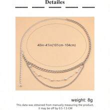 Chain Belt Chain Silver Chain Belt Gold Chain Belt With Chain Sunflower Butterfly Waist Chain Belt Plus Size Long - C2 - Ngọc trai - bạc - Xem 2