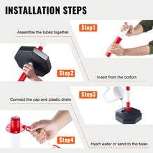 Conos Para Trafico,conosSeguridad,poste Delimitador 4 piezas Poste de delineador de tráfico ajustable con base de goma, conos de estacionamiento deseguridad, barrera de entrada resistente con cadenas de 26.25 pies - Rojo y negro - Ver 6