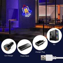 Rocket Neon Wall Light, RGB LED Lamp, USB Powered, Space Theme Lighting, Suitable For Men's Leisure Room, Game Room, Bedroom, Cool Gift Idea - Rocket - View 8