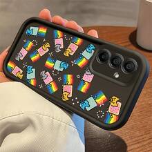 Funda para teléfono con un diseño de gatos arcoíris en blanco y negro, diseñada para adaptarse a varios modelos de for  for galaxy, incluyendo S25, S24, S23 y muchos otros.Se fabrica con material de TPU suave para una protección eficaz del teléfono. - Oscuro - Ver 5
