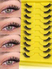 Hinarin 10 Pairs Half-Eye False Eyelashes Cat Eye Natural Slender Crossed Fluffy Curling Corner Lashes Wispy Clear Band False Eyelashes Transparent Band Fake Eyelashes For Daily Wear And Commuting - Criss Cross lashes - View 2