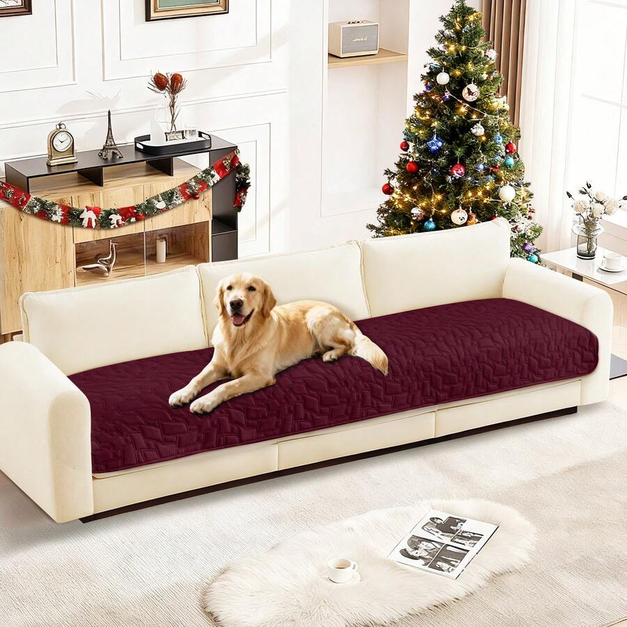 YSTYLE Waterproof Dog Blanket, Non-Slip Soft Pet Bed Cover, Couch Cover For Dogs Washable, Protects Sofa, Furniture, Crate, Car, Tear Resistant Leakproof Pet Blanket - 酒紅色 - 查看 1