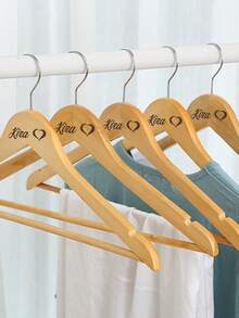 Customized Text/Logo Wooden Clothes Hanger, Non-Slip, Seamless, Household, Hotel, Laundry, Wedding, Home Garment Hanger