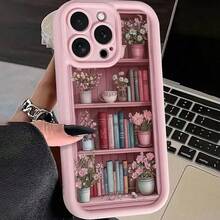 Bookshelf Design Shockproof Soft Case For IPhone XR 11 12 13 14 15 16 Series, Stylish Anti-Drop Silicone Cover, Full Protection ,Suitable For IPhone17 Air - Hồng - Xem 6