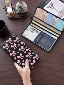 Pink Bow Design Multi-Functional File Storage Pouch, Suitable For Car And Daily Use, Can Store Driver's License, Insurance, Passport And Various Cards. This Important Document Storage Pouch Is An Ideal Gift For Car, Truck, Motorcycle And Trailer Owners, Also Suitable As A Birthday Or New Year Gift. - Multicolor - View 14