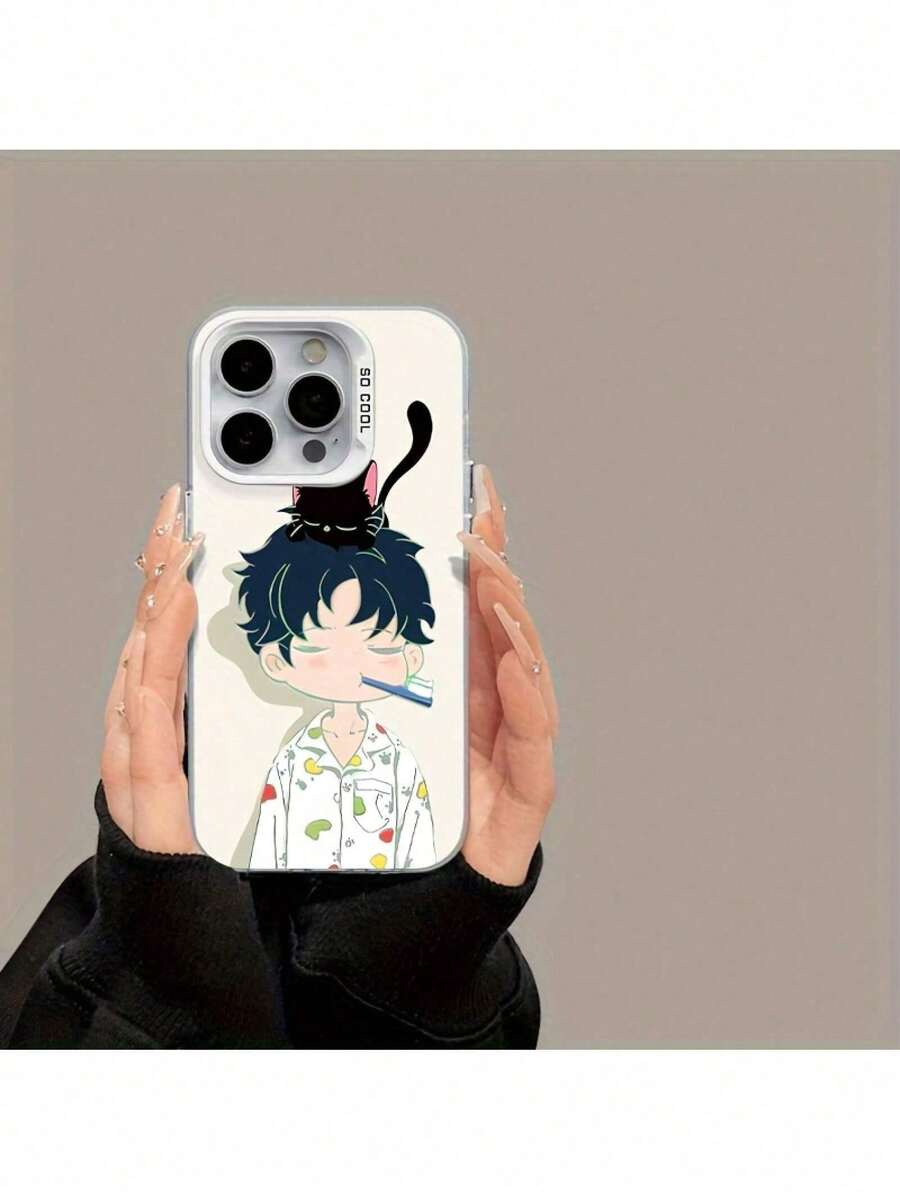 a la UE (DE y ES) Funda de teléfono de pareja de gatos para hombres y mujeres, adecuada para iPhone 16 Pro Max, funda de teléfono de alta calidad para iPhone 15pro/14Pro/13 Pro/12Pro unisex, resistente a golpes, resistente a arañazos, funda de teléfono de alta calidad. - Negro - Ver 1