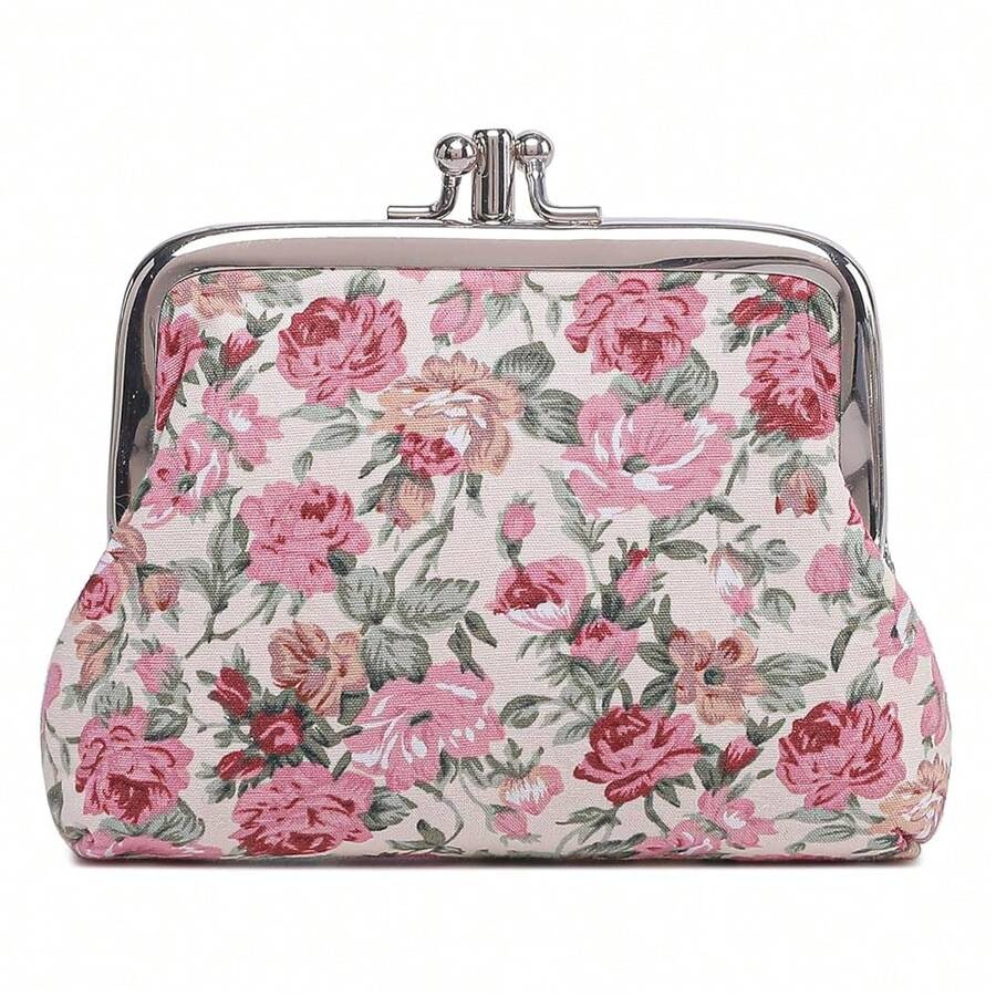 Cute Floral Buckle Coin Purses Vintage Pouch Kiss-Lock Change Purse Wallets… - 03 - View 1