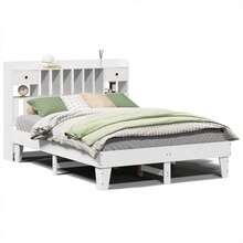 vidaXL Cadre de lit sans matelas blanc 150x200 cm madera de pin macizo - Blanco - Ver 1