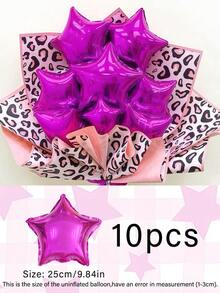 10个10英寸五角星气球，金色、银色、玫瑰金、红色、绿色、粉色、蓝色、紫色、紫红色可选，小星星铝箔气球，适用于生日派对、气球花束、惊喜礼物、万圣节、圣诞节、太空/星系主题派对装饰