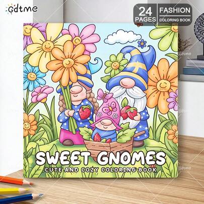 GDTME 1 Pc Children's Coloring Book, "Sweet Dwarfs" Themed Coloring Book, Containing Various Cute And Interesting Dwarf Life Scenes, A Relaxing And Fun Coloring Book, Suitable For Back To School, Ramadan, Easter, Halloween, Christmas And Other Holiday Gatherings, Also A Perfect Birthday Gift, New Year Party Gift, Fun Gift, Creative Leisure Activity For Family And Friends, Exquisite Cover Design, Detailed Illustrations.