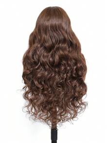 200%巴西巧克力棕色短款波波头假发，13x4高清透明蕾丝前额真人混纺发假发，预先拔毛处理，自然波浪波波头假发 - S4 - 查看 24