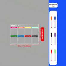 1pc Transparent Magnetic Acrylic Weekly Planner Calendar Memo Board, Dry Erase Magnetic Fridge Sticker Display Board, Home Message Writing Board - Multicolor - View 13