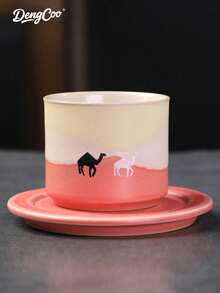 Dengcoo 一套骆驼图案陶瓷茶杯碟，渐变色咖啡杯，80毫升浓缩咖啡杯。非常适合下午茶、家庭聚会，也适用于卧室、客厅、书房或咖啡馆等多种场所。 - 杯子 - 查看 12
