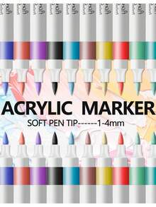 Bộ 12-120 bút dạ acrylic lỏng thời trang, thiết kế đầu cọ linh hoạt cá nhân hóa, mực màu, cần thiết cho thư pháp, vẽ tranh và tô màu - Đồ dùng học tập, bút dạ, quà tặng tựu trường - Bộ - Xem 11