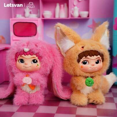  Miniso WAKUKU Brand Fox & Rabbit Mischief Diary Series Plush Toys Blind Box, Cute Cartoon Collectibles, Surprise Mystery Box, Desktop Decor Gift