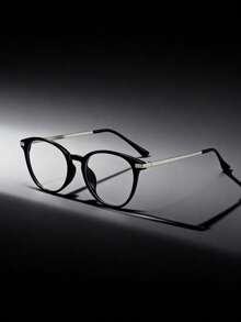 1pc Unisex Round Glasses, Suitable For Computer Reading/Gaming/TV/Mobile Use, Can Relieve Eye Fatigue, Lightweight & Fashionable, Transparent Lenses - Multicolor - View 1