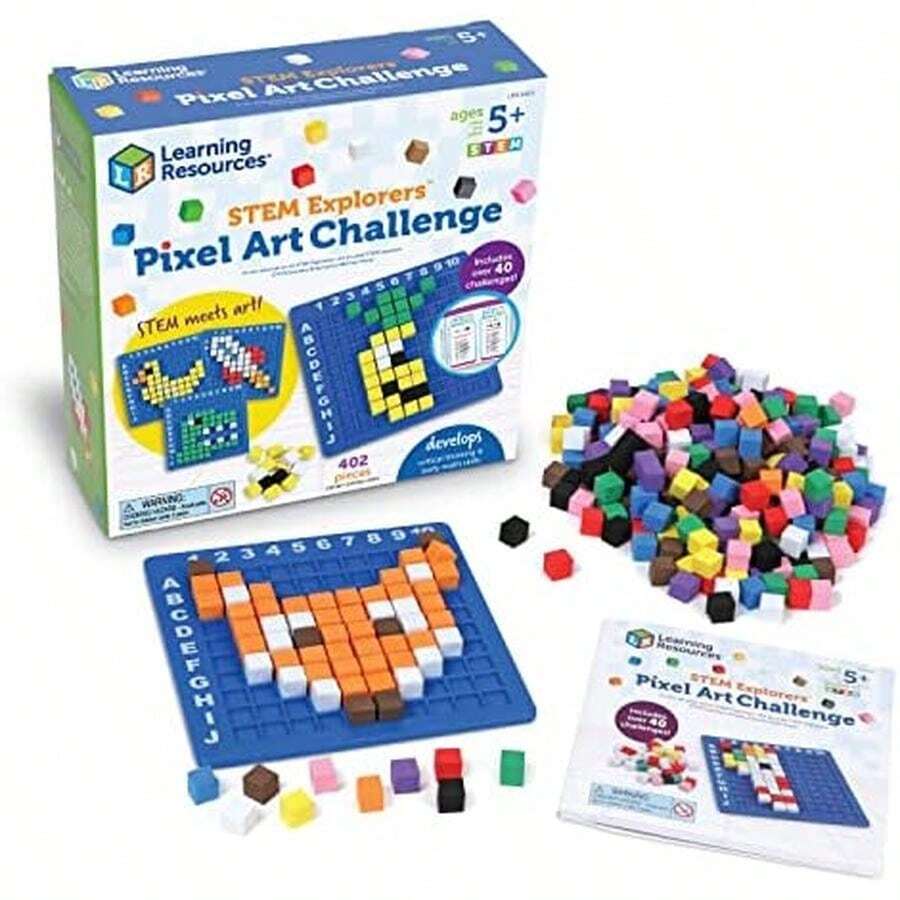 Learning Resources Stem Explorers Pixel Art Challenge, 402 Piezas, Mayores de 5 años, Juguetes Stem para Niños, Codificación Básica para Niños, Actividades Stem para el Salón de Clases - Desafío de Pixel Art - Ver 1