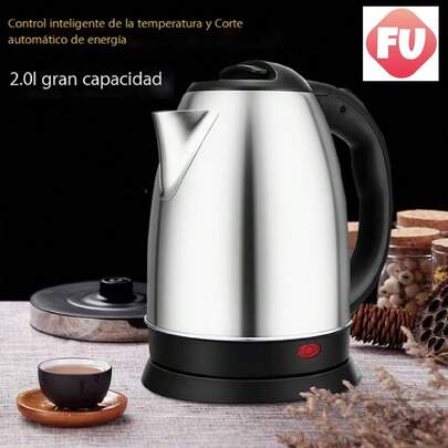 Hervidor de agua eléctrico de 2 litros,Hervidor Eléctrico de Acero Inoxidable  Protección contra Ebullición en Seco y Función de Agua Caliente Instantánea para Café
