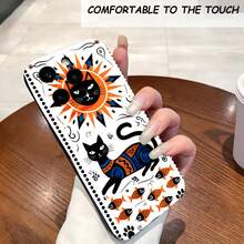 1PC Phone Case ,  Black Cat Sun Fish Pattern , Stylish Phone Case, Phone Decoration, All-around Lens Protection, Creative Small Gift, Funny Gift for Boys and Girls - ブラック - チェックする 2