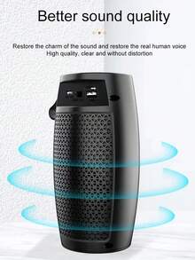 Outdoor Portable Wireless Stereo Speaker, Waterproof Design, TWS Stereo Bass Supported, Memory Card/USB Disk, Connect To Smartphone/Tablet, LED Colorful Lights, Wireless Bluetooth Music Speaker - 黑色 - 查看 5