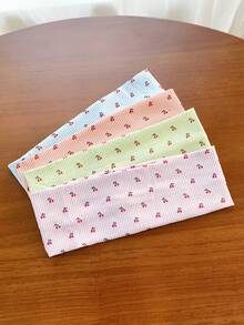 4pcs Korean Style Cherry Print Headband Set! Cute Ribbed Knit Headbands To Create A Girly Vibe - Multicolor - View 6