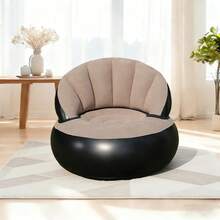 1个带靠背的充气沙发，便携式快速充气可折叠懒人沙发，PVC植绒表面，适用于客厅、游戏室、卧室、阳台、阅览室 - 彩色 - 查看 12