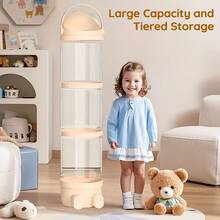 LOVEWE Multi-Functional Transparent Doll And Plush Toy Storage Rack - Waterproof Round Toy, Doll, And Puppet Organizer - Perfect Home Organization Solution And Gift Idea For Christmas And New Year - 粉色 - 查看 8