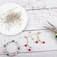 Gold And Silver Eye Pins And Flat Head Pins For Jewelry Making, 1.2", 1.6", 2" Metal Eyepins Headpins, For Women Jewelry Making - / - 查看 5