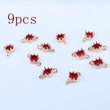 1pc/9pcs 4mm Framed Colorful Geometric Square & Rhombus Glass Pendant Earring Bracelet Necklace DIY Craft Supplies