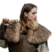 Viking Fur Shawl, Medieval Faux Fur Shawl, Shoulder Wrap, Collar Design, Warrior Style, Renaissance Style, LARP (Live Action Role-Playing), Suitable For Men's Costume Accessories - Multicolor - View 4