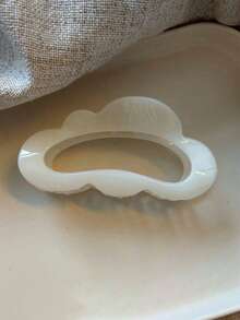 2个/1个 4.33英寸/11厘米 白色云朵和黄色直发塑料发夹，时尚百搭优雅简约纯色发爪，适合日常、休闲、派对、海滩、马尾辫、发髻、洗脸、化妆、服装配饰，时尚发爪夹，休闲发夹，优雅发夹