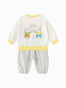 Balabala Baby Kids' Two Pieces Set, Unisex Cute & Comfortable Spring 2026 - Light Yellow - View 2
