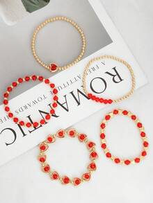 1 Set Vintage Bohemian Style Casual Heart Beaded Bracelet (Random Color) - Multicolor 3 - View 3