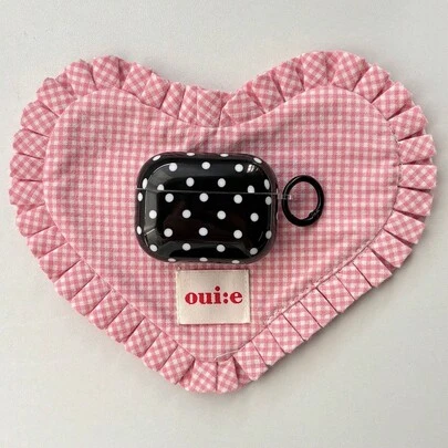 Simple Classic Black And White Polka Dot Pattern Glossy Surface Earphones Protective Cover Case Compatible With Airpods 1 2 3 4 Pro Pro2 Pro3