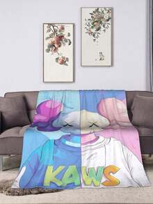 1pc Kawss Kawaii Kaw Anime Glam Style Flannel Blanket Super Soft Warm Bed Blanket Sofa Bedding Bedroom Sofa Office Car Four Seasons Cozy Shaggy Blanket Girls Boys Adult Gift - 黑色 - 查看 6