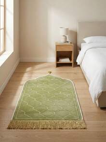 1 Set Elegant Thick Velvet Prayer Mat - Home Kneeling Pad With Tassels, Suitable For Prayer, Non-Slip Foldable, Indoor/Outdoor Use, Elegant Design, Suitable For Foyer And Living Room, Home Decor, Indoor Mat, Delicate Pattern, Soft And Durable Fabric