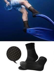 1 Pair/2 Pairs Neoprene Water Socks, 3mm Thick Non-Slip Diving Socks For Beach, Swimming, Snorkeling, Suitable For Outdoor Water Sports, Quick Drying, Suitable For Men And Women - Black - View 1