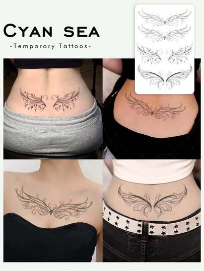 3 arkusze wodoodpornych, odpornych na pot, nieodblaskowych, tymczasowych naklejek tatuażowych na Walentynki, kolorowe sukkubki, odpowiednie do przyklejenia w talii i na brzuchu, modne osoby, trwałość 3-5 dni