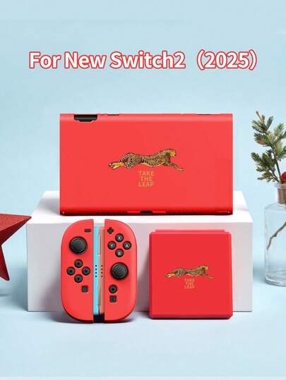 2025年新款Switch2游戏机配件，豹纹设计，保护套，游戏卡盒可容纳12张卡，兼容Switch2/Switch NS/Switch OLED，Joy-Con手柄保护套，2026年送给Switch玩家的绝佳新年圣诞礼物