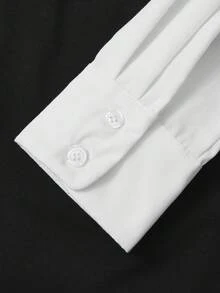 Vestido feminino elegante de manga comprida com blocos de cores, busto plissado e saia lápis ajustada, ideal para convidadas de casamento no verão, encontros românticos e festas noturnas. - Preto - Ver 9