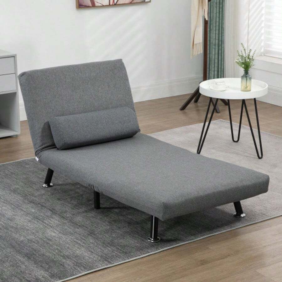 HOMCOM Armchair Bed, Folding Armchair With Bed Function, Adjustable Backrest, Dark Grey