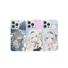 Kawaii Anime Girl Pastel Aesthetic Phone Case For  14/15/16 - Shockproof Cover, Gold Line Art Cute Graphic Design - Blanco - Ver 3