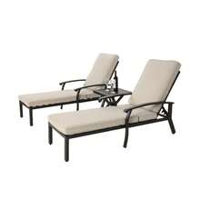 Lounge Patio Chair With Cotton Cushion, Adjustable Recliner, Rust-Resistant Aluminum Poolside Chaise Lounge Furniture, Waterproof Beige Cushion (1 Piece)