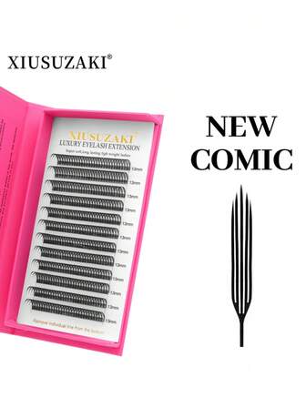 XIUSUZAKI 12排 0.07毫米 新款漫画尖顶假睫毛 预制睫毛簇 自然羊绒质感 漫画假睫毛 嫁接 单根浓密假睫毛