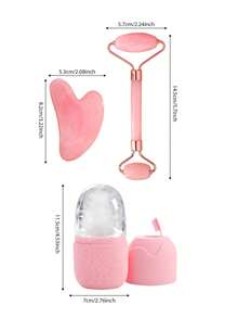 3件套面部美容冰按摩工具套装 - 面部护理冰按摩工具，硅胶冰按摩滚轮，刮痧板，用于缓解面部和眼部浮肿，面部按摩器，轮廓塑形，护肤提亮，适用于眼部、颈部和面部，冰按摩滚轮模具 - 护肤工具。夏季冰按摩产品，办公用品，学习用品，旅行必备。 - 彩色 - 查看 5