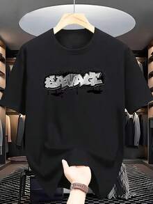 Summer Men's Fashion Pattern Short Sleeve T-Shirt - Black - View 7