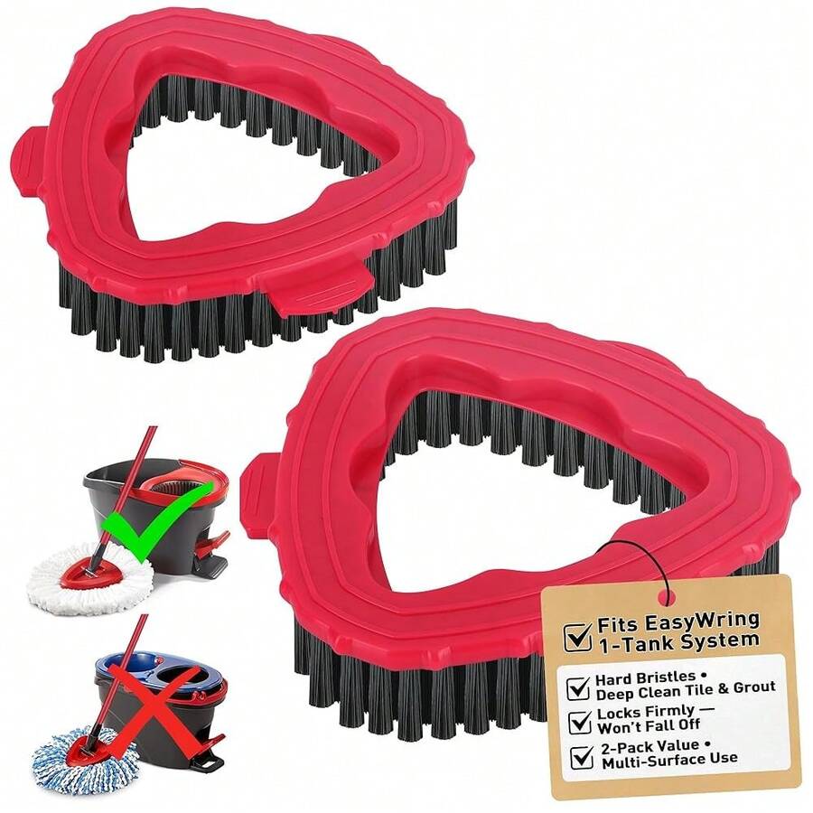 2 Pack Scrub Brush Head Compatible With O Cedar EasyWring 1-Tank System – Heavy-Duty Hard Bristles Scrubber For Deep Cleaning Tile, Kitchen, Grout & Deck - Bàn chải chà - 1 bình - 2 cái - Xem 1