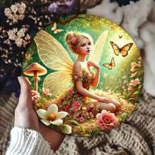 2D Enchanted Fairy Door Wall Art With Aluminum Peeking Fairy For Home Garden Party Decor Ideal For Room And Fairy Gardens, Decorative Signs And Plaques. - 彩色 - 查看 15